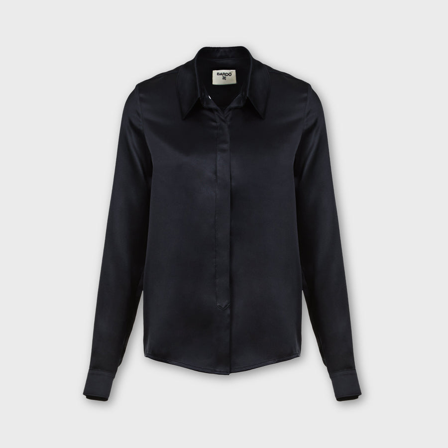 Black silk satin shirt