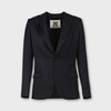 Black blazer hoodie wool gabardine