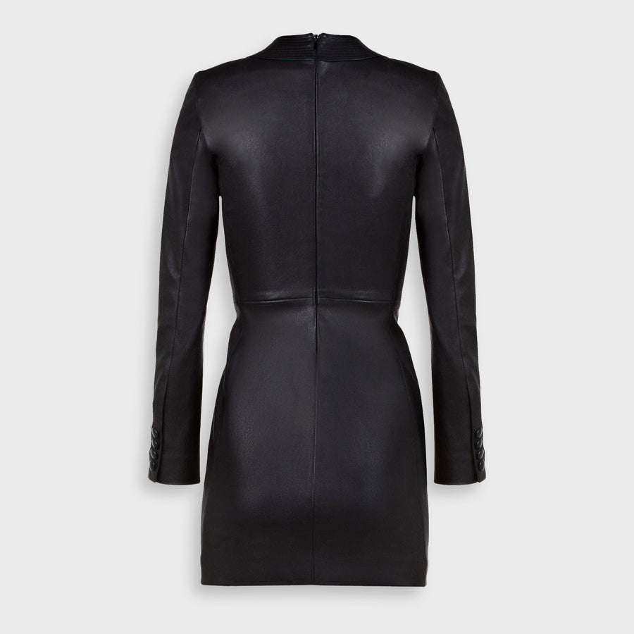 Mini-Robe en Cuir d'Agneau Stretch Noir